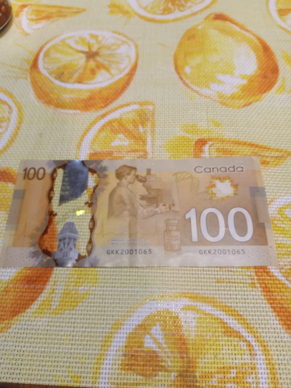 Birthday Serial Number Canadian $100 Polymer Banknote - Yellow Tan